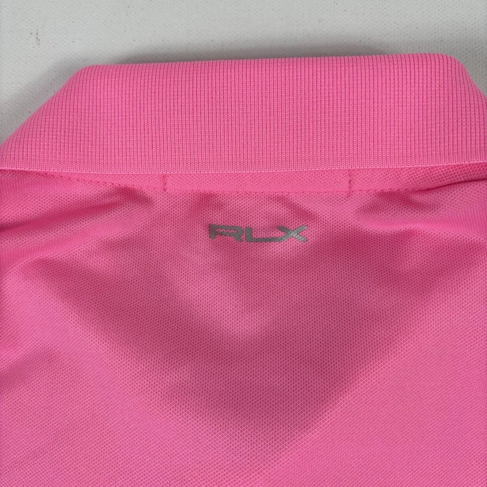 Ralph Lauren RLX Polo Shirt Mens Medium Pink Golf PGA Harbor Shores - Picture 10 of 11